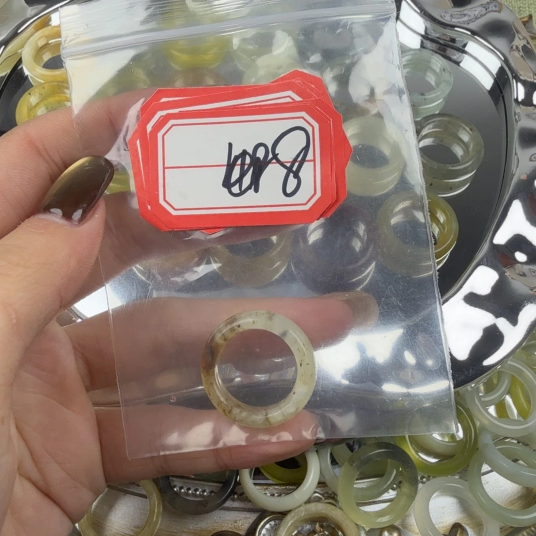 蛇纹石玉合金戒指8