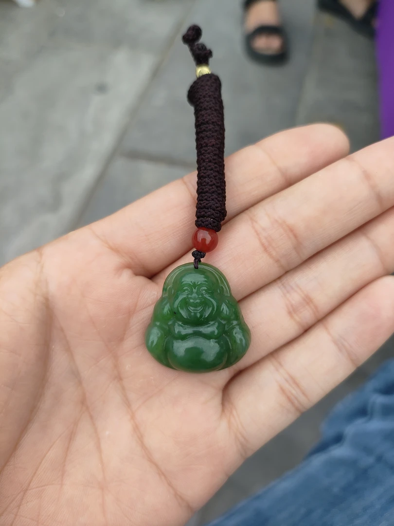 和田玉碧玉佛公吊坠