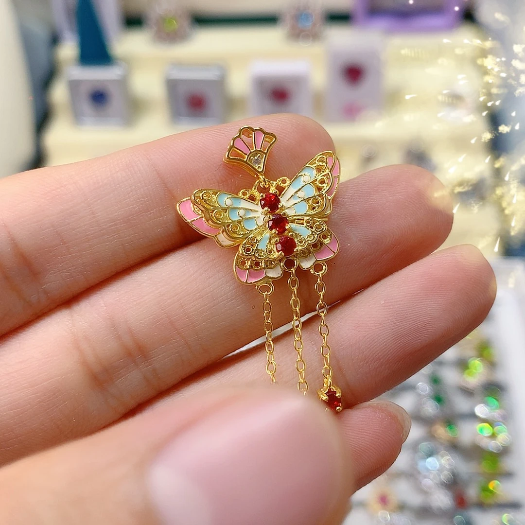 吊坠赠链蓝宝石银S925镶嵌