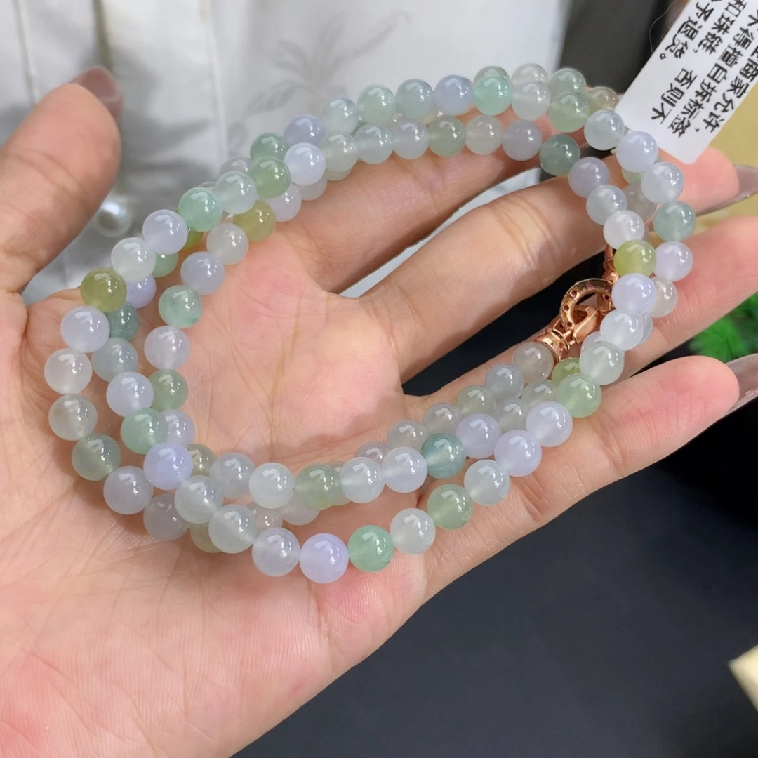 翡翠未镶嵌手串卡6冰胶多宝项链