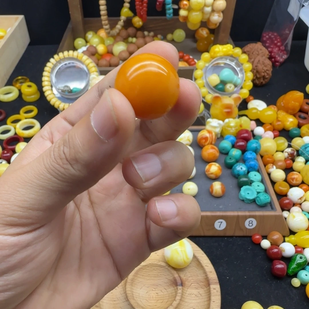 琥珀未镶嵌颈饰22mm单珠