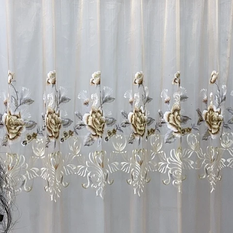 米金色绣花纱帘7米面料