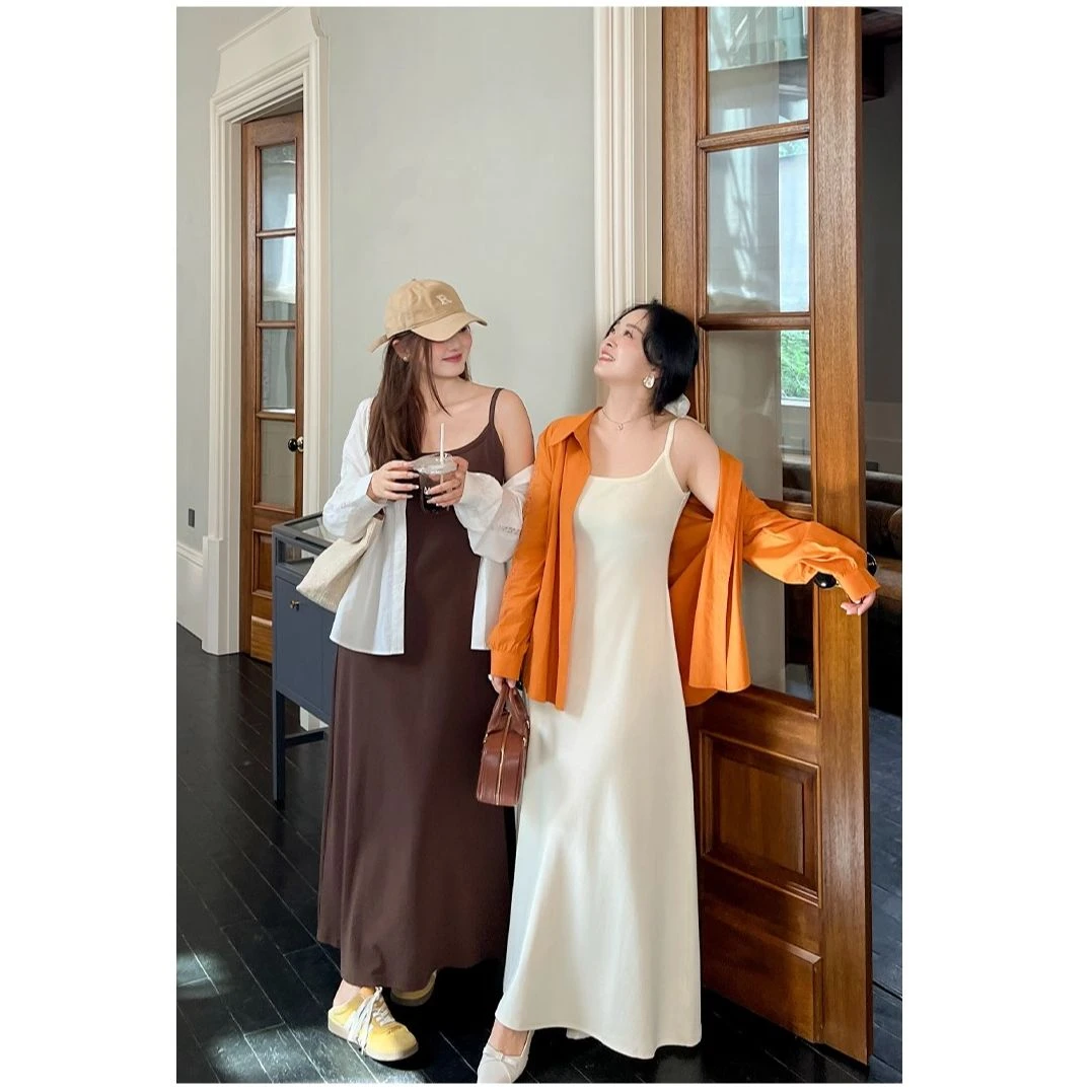 《橘红色的秋天》运补-6-韩系氛围吊带裙/显瘦百搭法式衬衫 2034