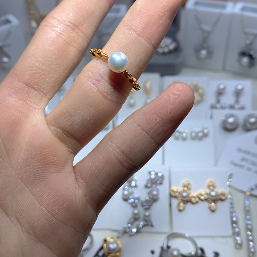 耳饰银S925镶嵌淡水珍珠