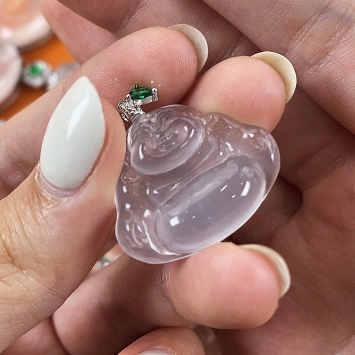 石英质玉银S925镀金镶嵌颈饰