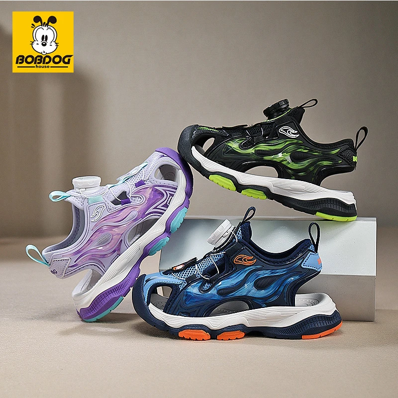 巴布豆童鞋男孩夏季新款女童软底运动鞋男童包头凉鞋儿童溯溪鞋