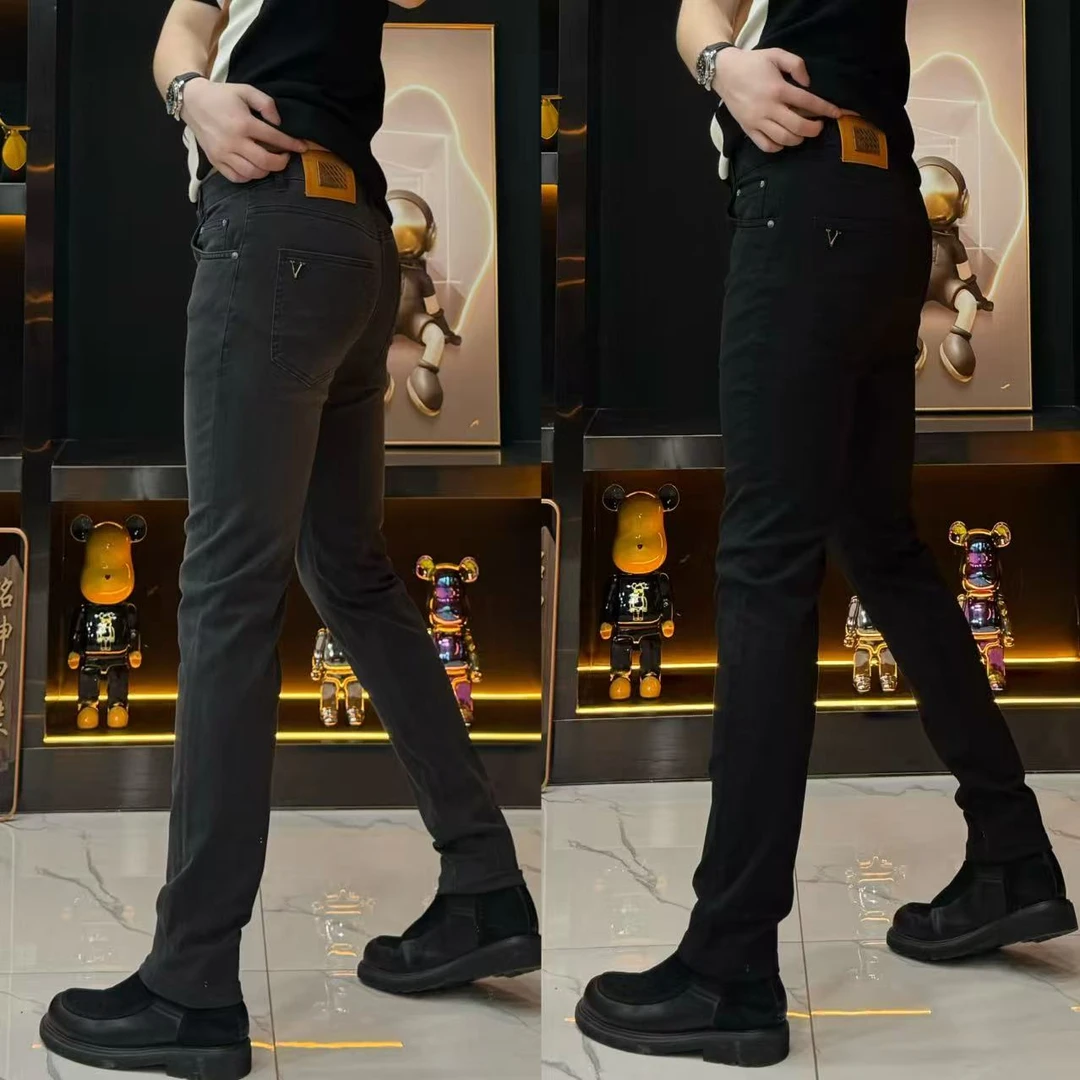 8081男士轻奢中腰通用商务修身小脚免烫牛仔裤修身弹力秋冬男装