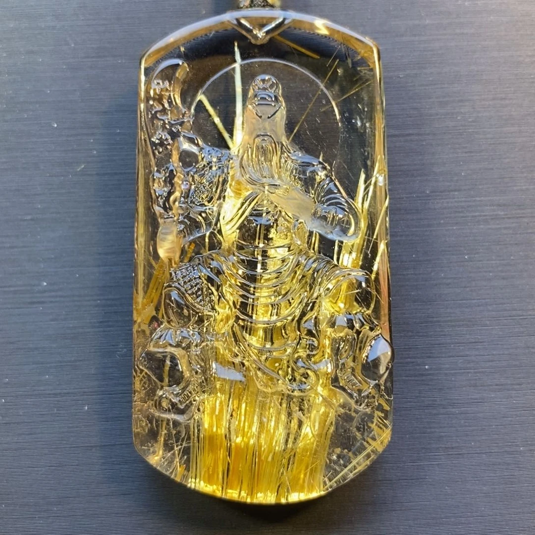 颈饰未镶嵌水晶钛晶关公吊坠