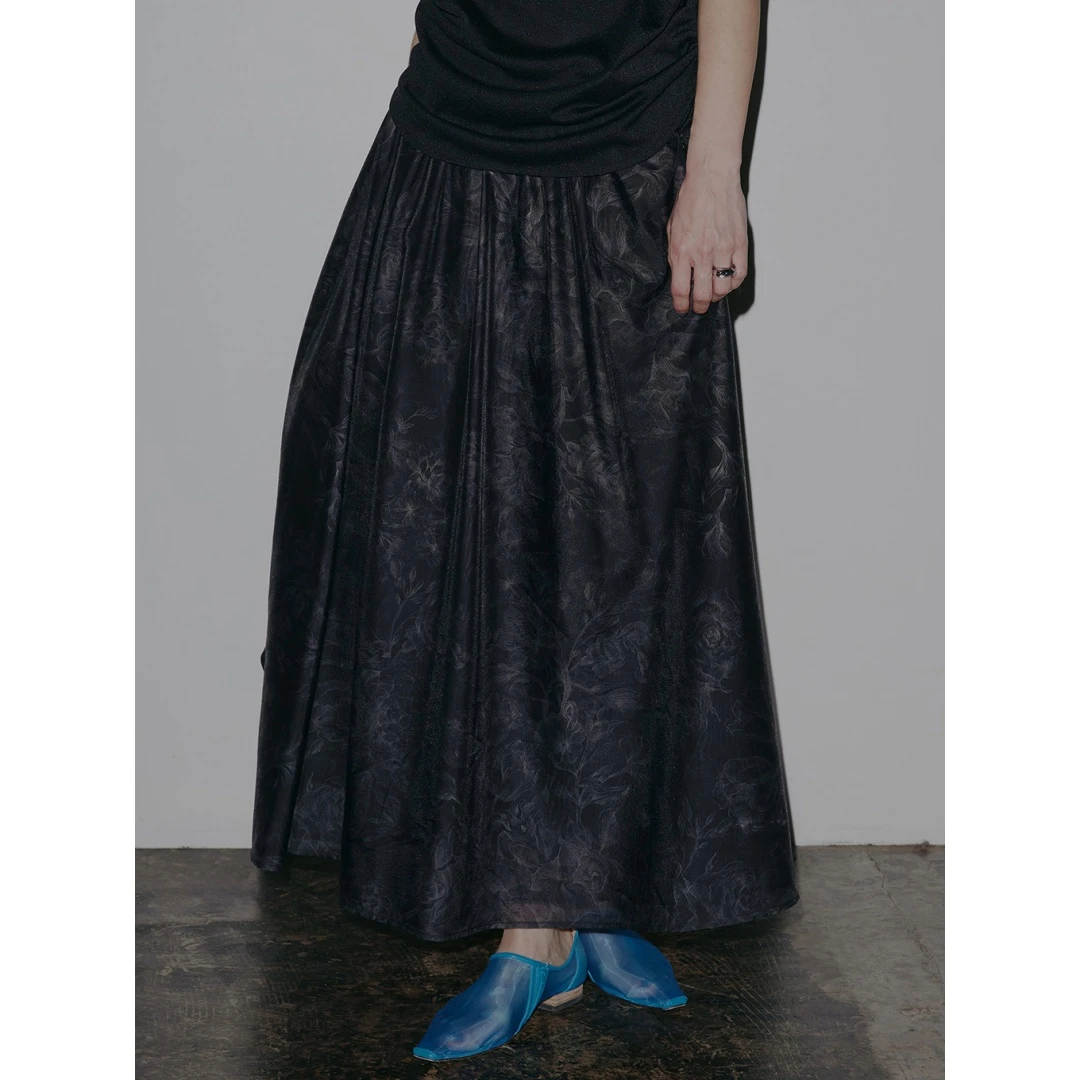 【胖虎家】 夏季新款 代 双层印花优雅淑女柔美半身裙