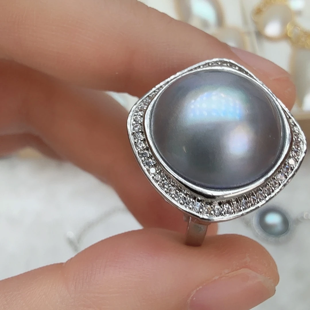 戒圈未镶嵌拼合珍珠（马贝珠）