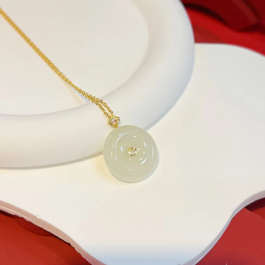 18K金20mm白玉平安扣HNZ13619