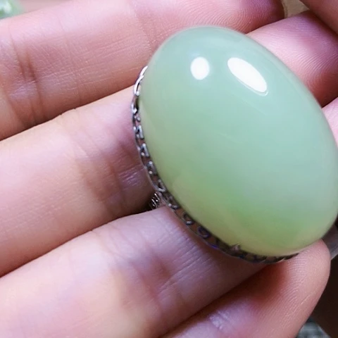 和田玉戒指银S925镶嵌