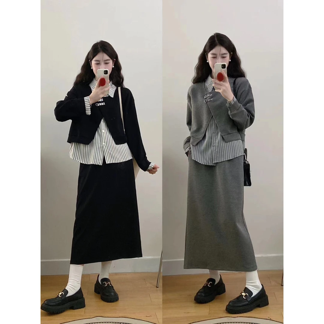 2025春夏新款大码时尚设计感宽松半身裙两件套套装