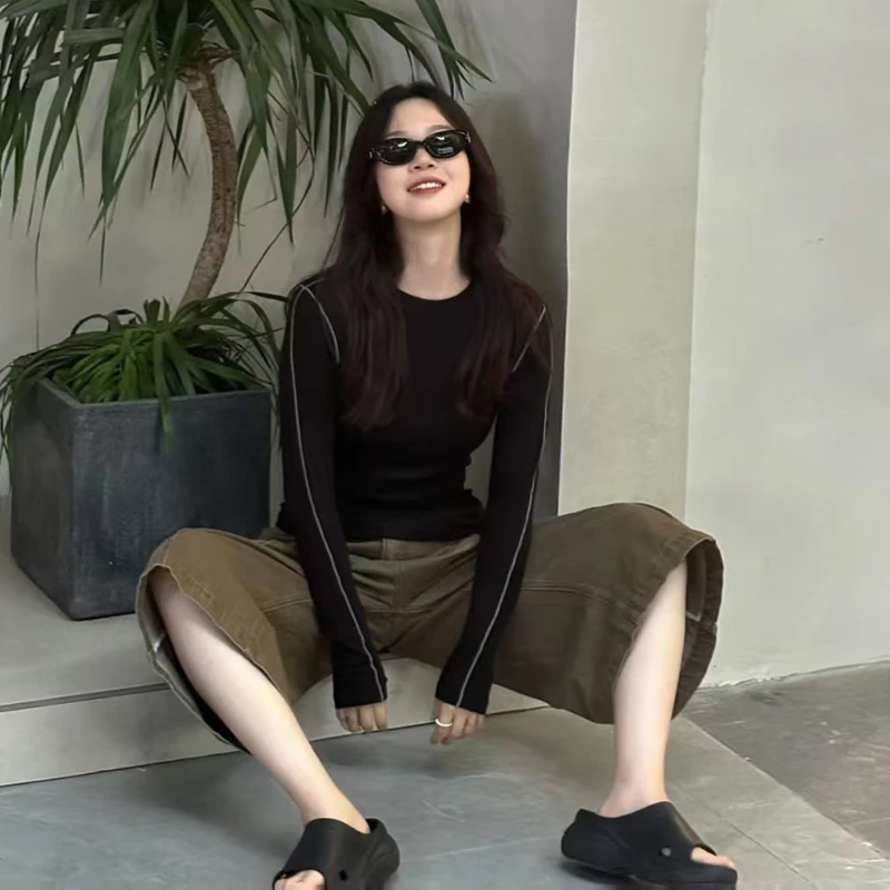兰精天丝美丽诺羊毛针织衫女2025撞色网红时尚炸街新款女装