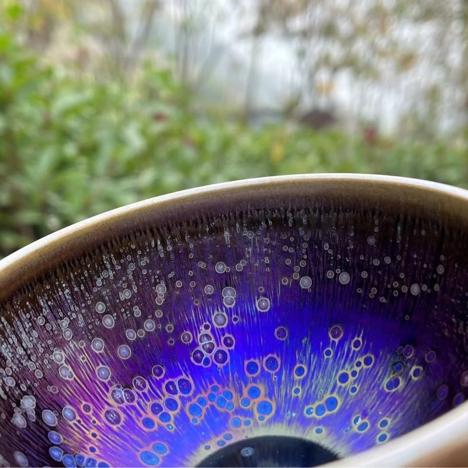 建阳水吉建盏陶瓷王静财神钵品茗主人杯引流款 热卖款 爆款蓝色