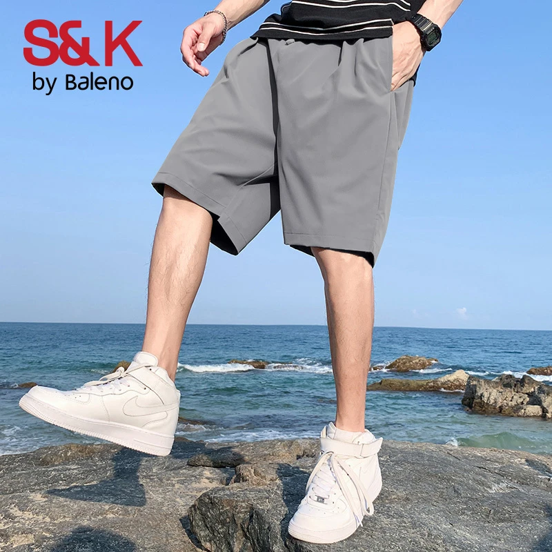 BALENO/班尼路运动裤男夏季冰丝凉感轻薄透气男款灰色速干短裤PCB