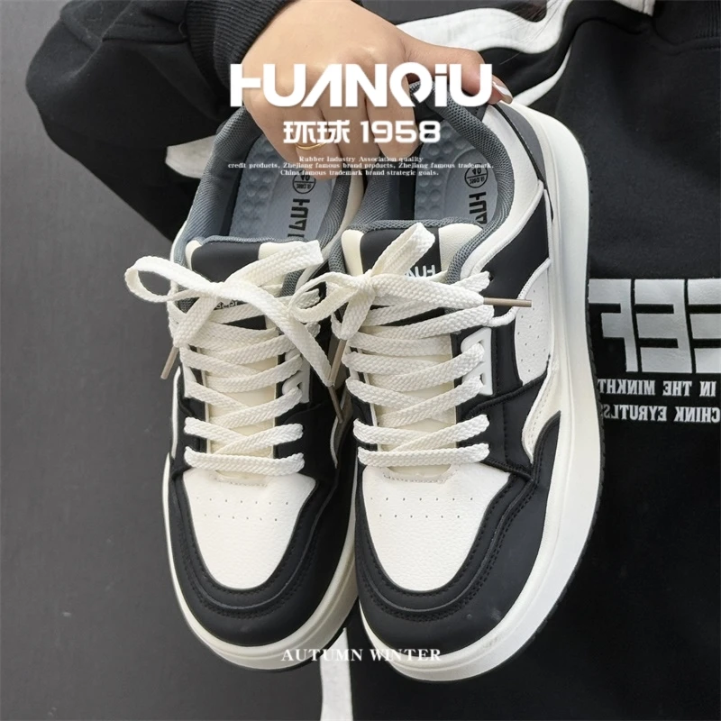 HUANQIU/环球百搭简约厚底板鞋男鞋2025夏季新款小众潮流休闲鞋男