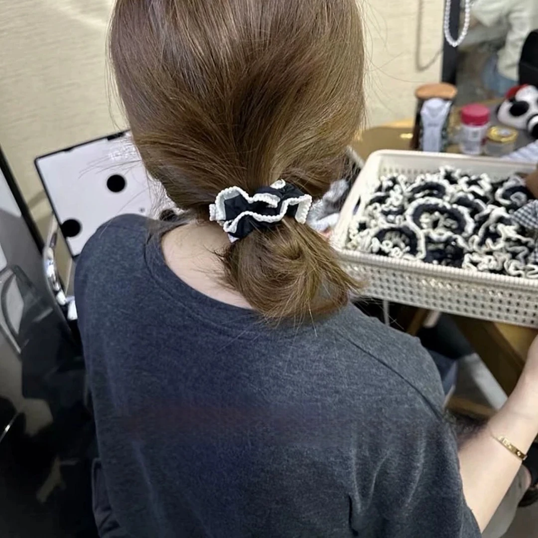 【实拍】～高品质面膜发圈蕾丝木耳边高弹力头扎皮筋发饰 2根 3006