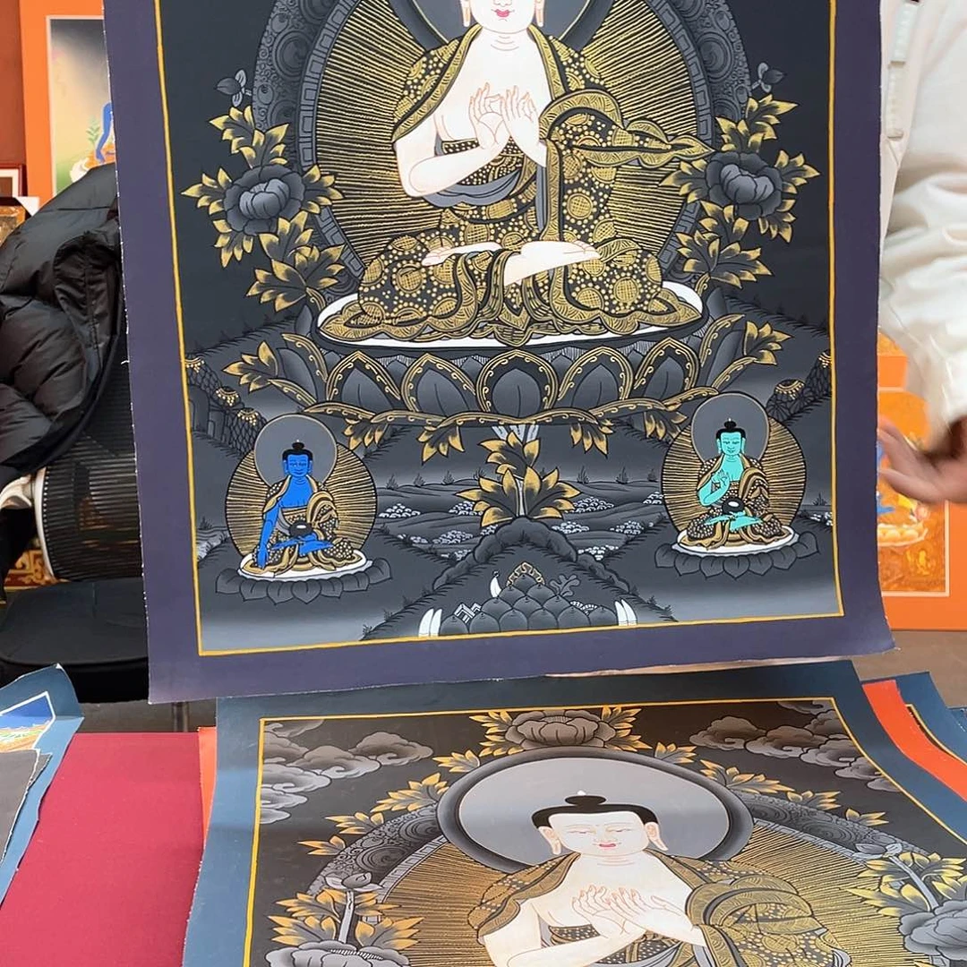 卷轴画40×60五方f纯手绘