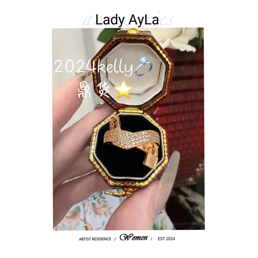 925银合成锆石戒指 H马马小锁轻奢时尚经典戒指AL1023