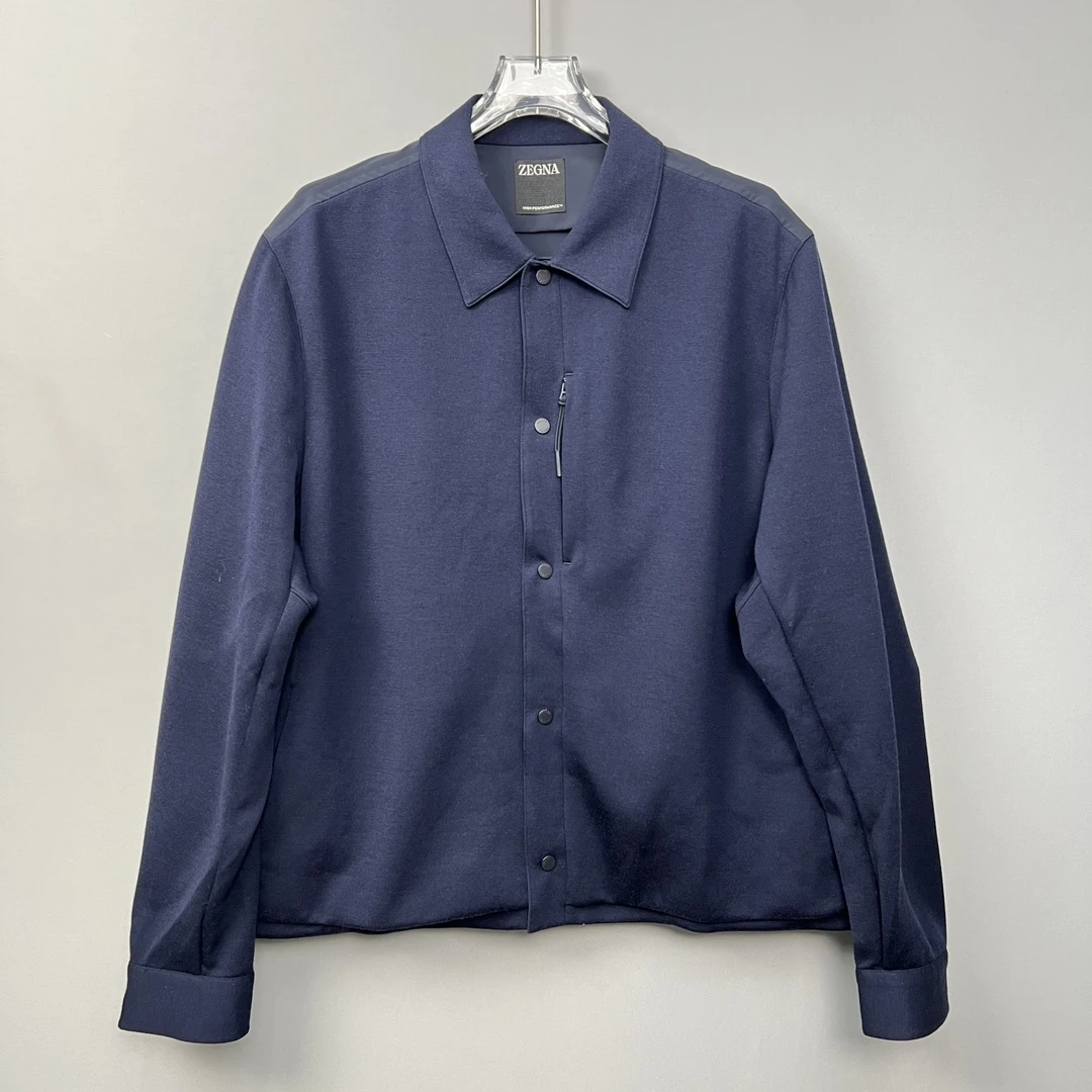 全新未使用 ZEGNA 男士长袖时尚商务休闲翻领藏蓝外套  100187