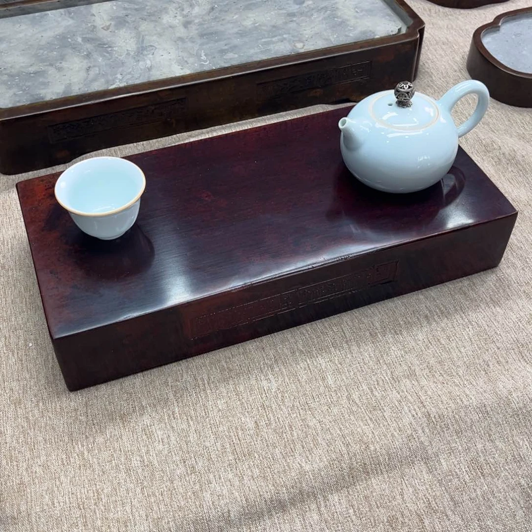 砖雕大漆金砖底座，干泡台，35x17x6厘米