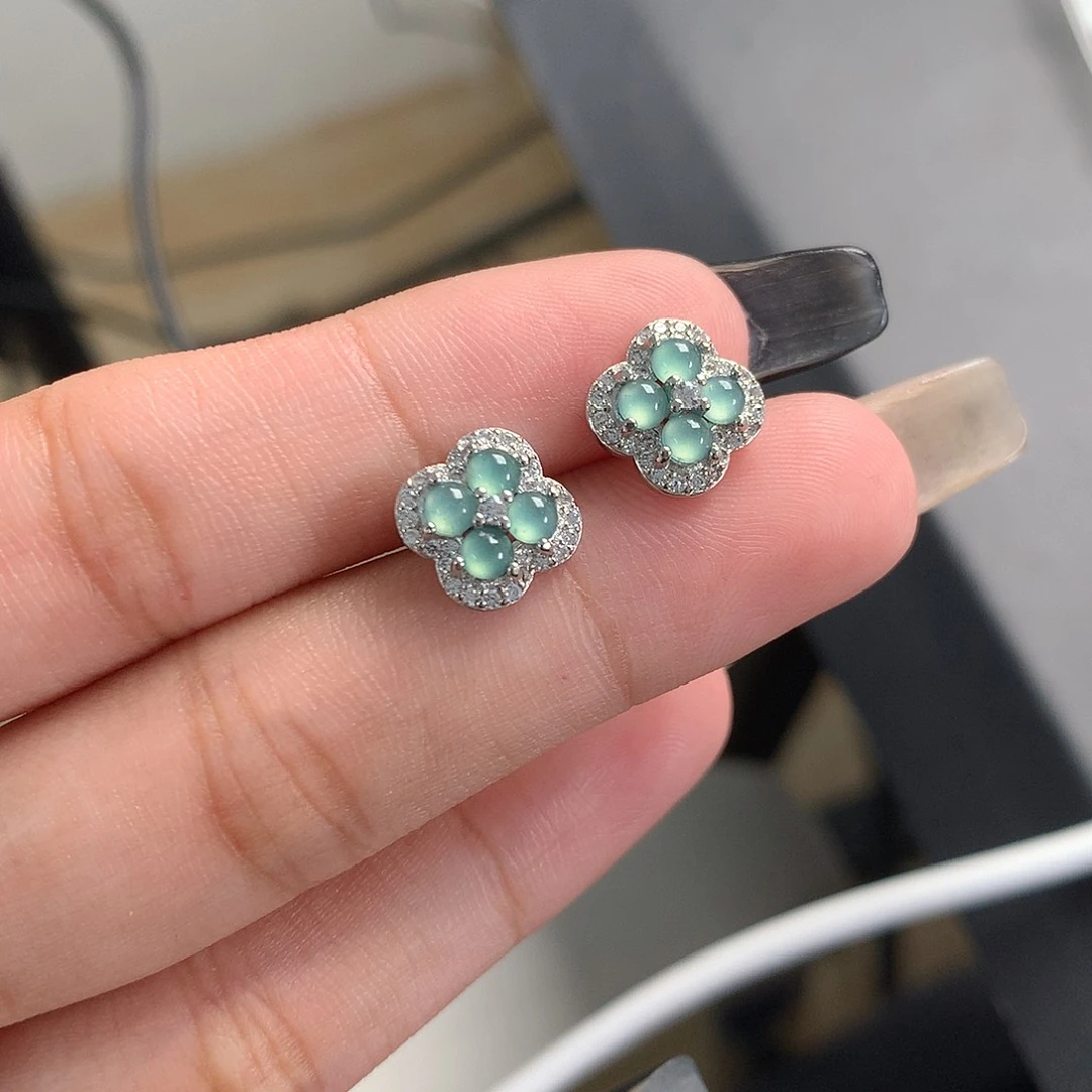 翡翠未镶嵌耳饰耳钉