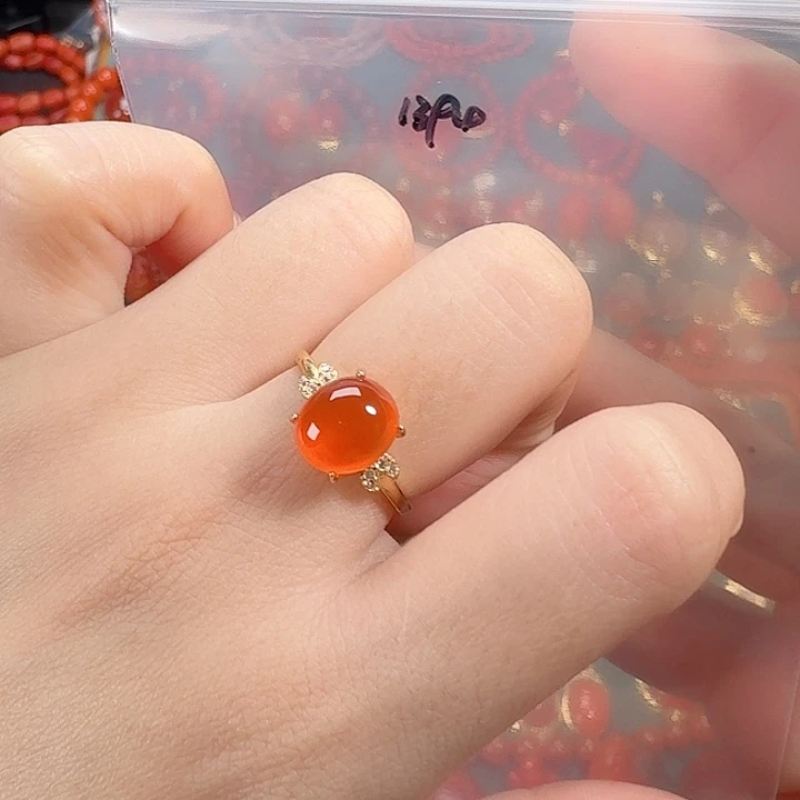 南红玛瑙银S925镶嵌戒指