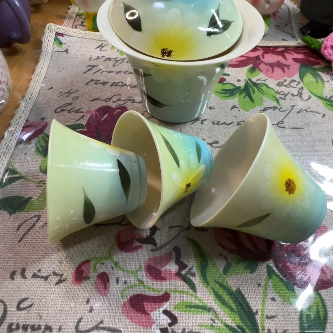 渐变冰菊盖碗旅行套装➕包包