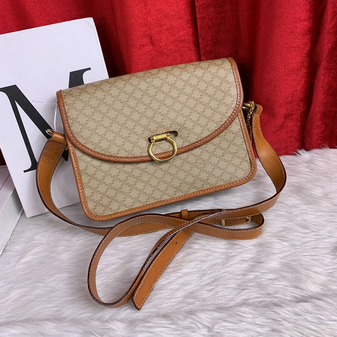 95新 Celine/思琳 米花金扣邮差包/WJ09408035/8035/瑕
