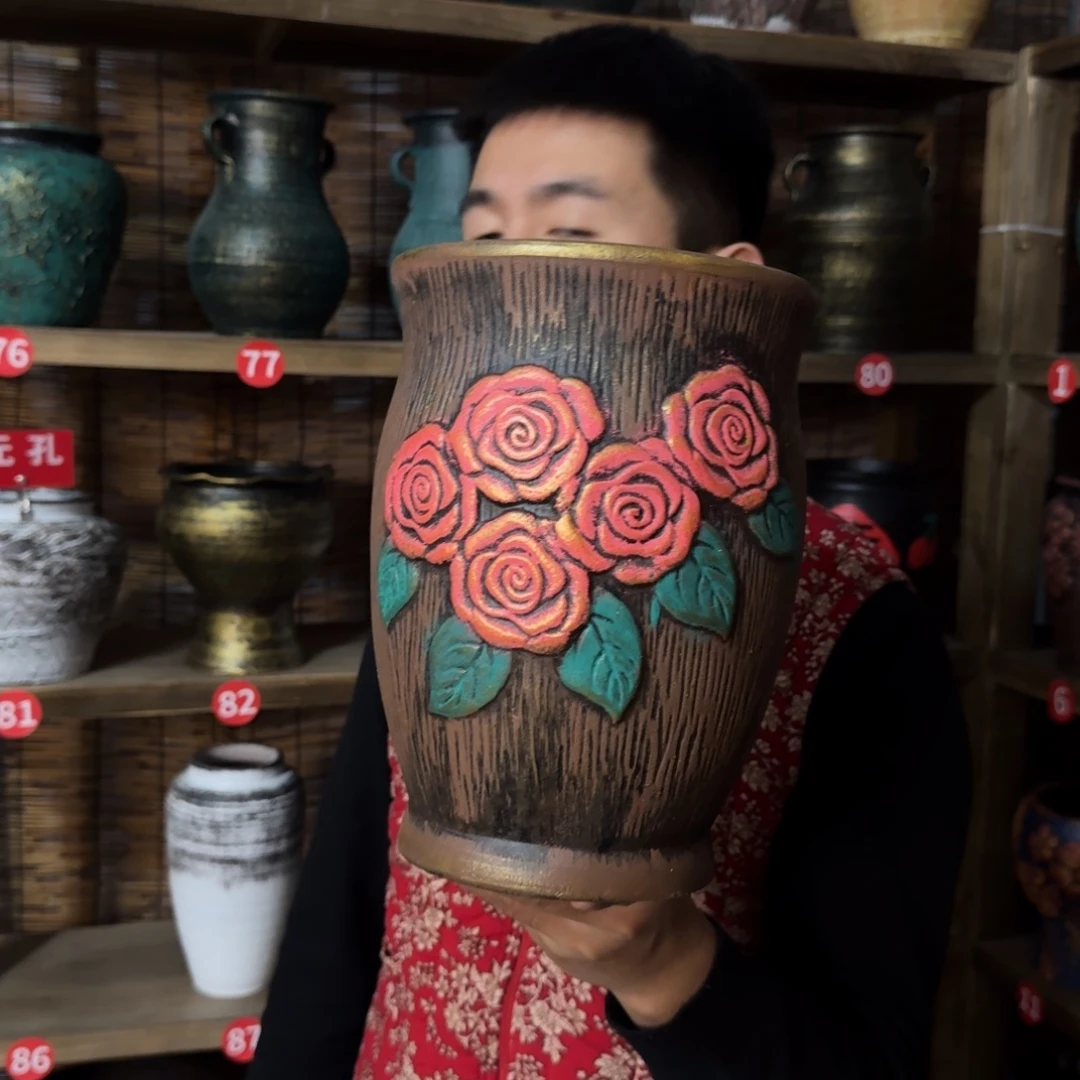 带孔高端浮雕花盆炸炸炸炸