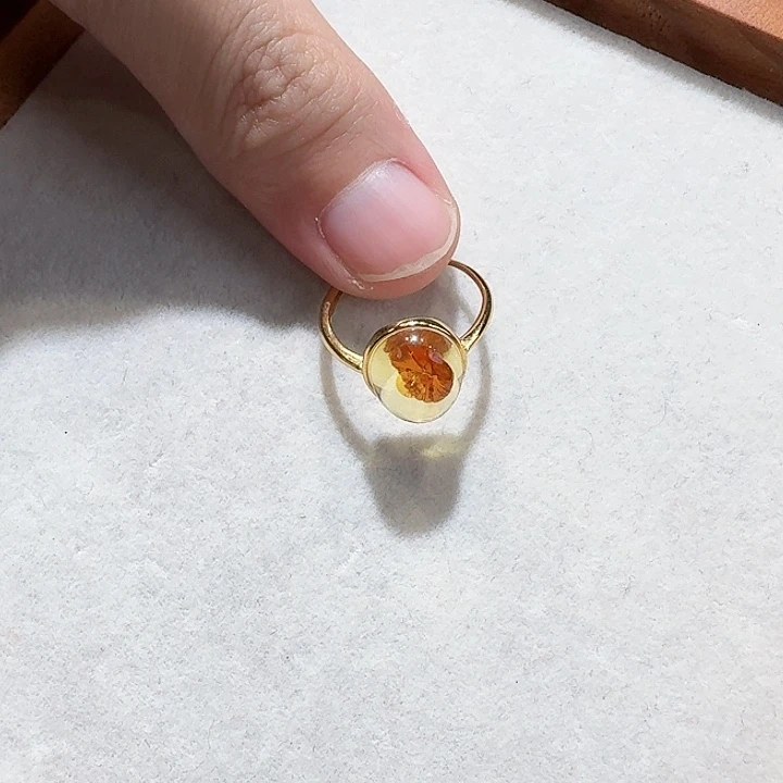琥珀未镶嵌戒指花珀戒指
