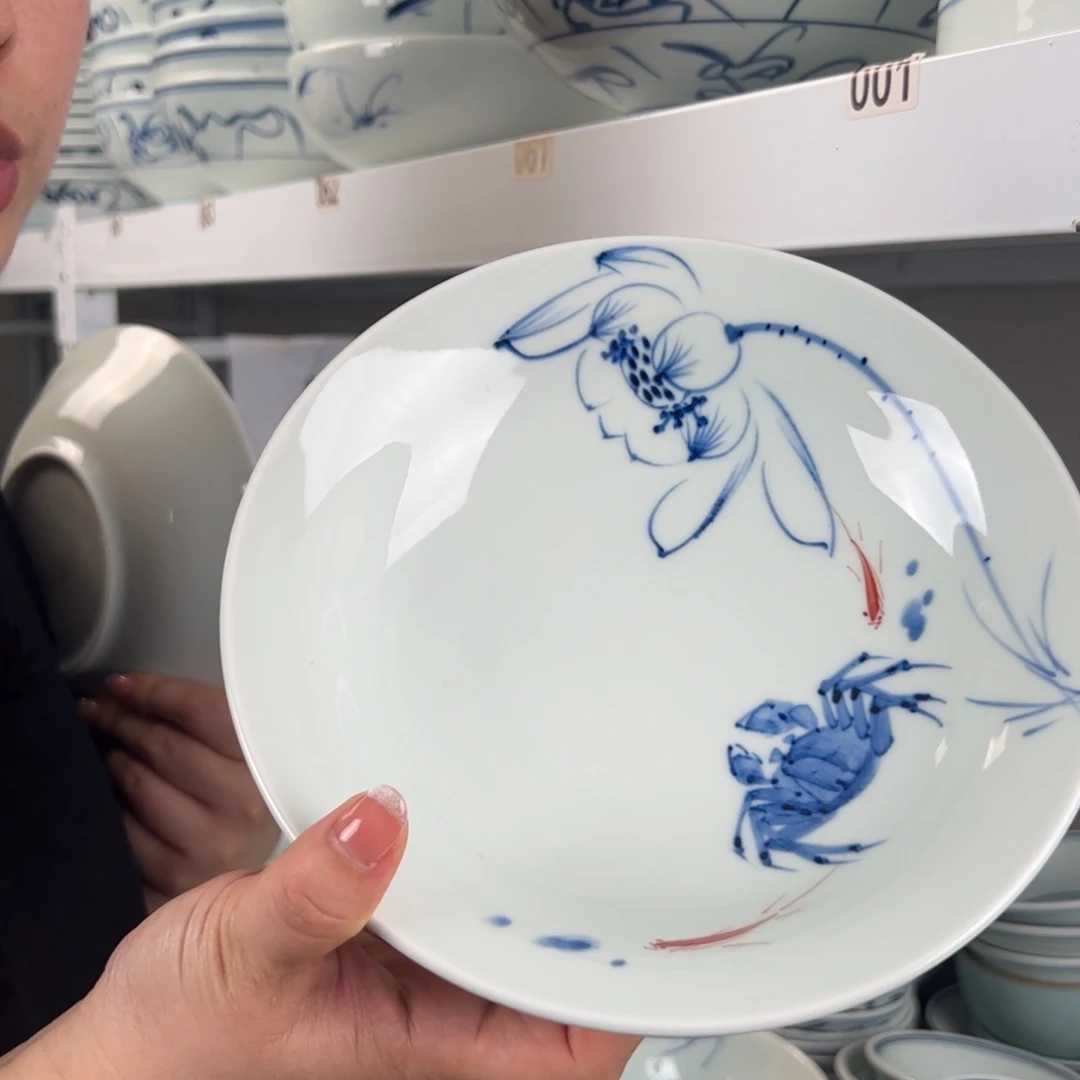 碗微瑕手绘画鱼8寸明式古碗（单只装）