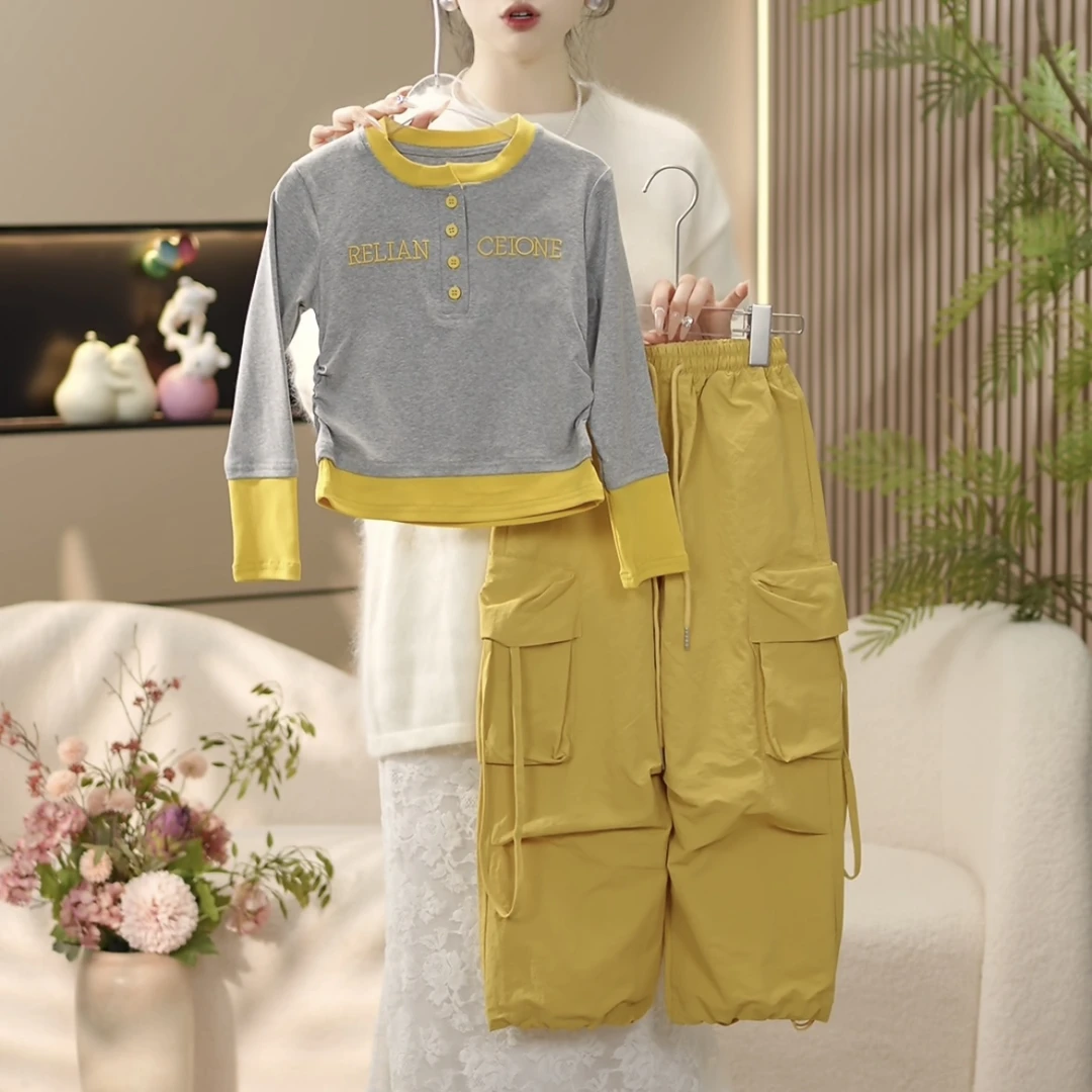 boboe/波波鹅2025春季新款女童休闲时尚潮流上衣+裤子—Y4099