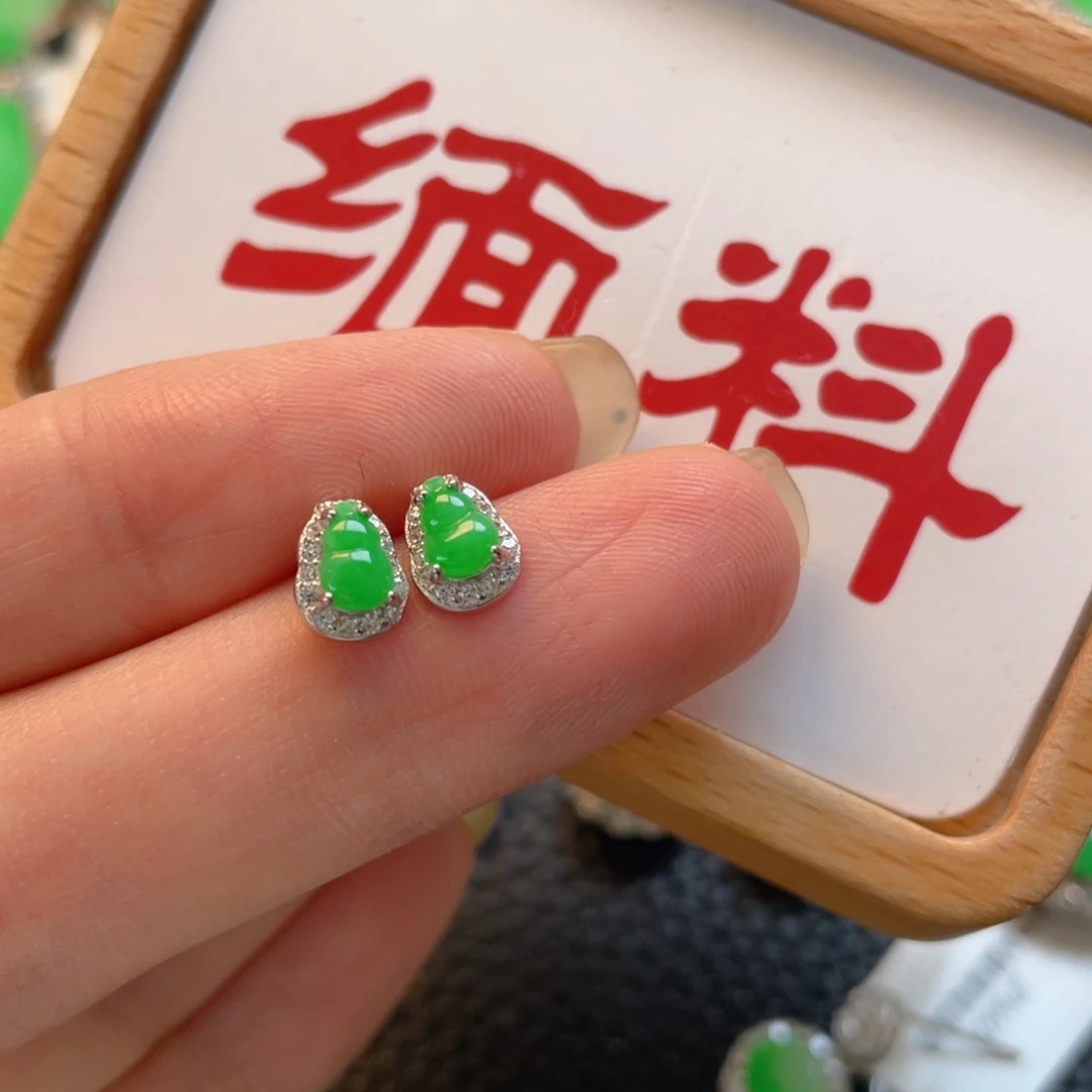 翡翠银S925镶嵌吊坠(不含链)耳钉