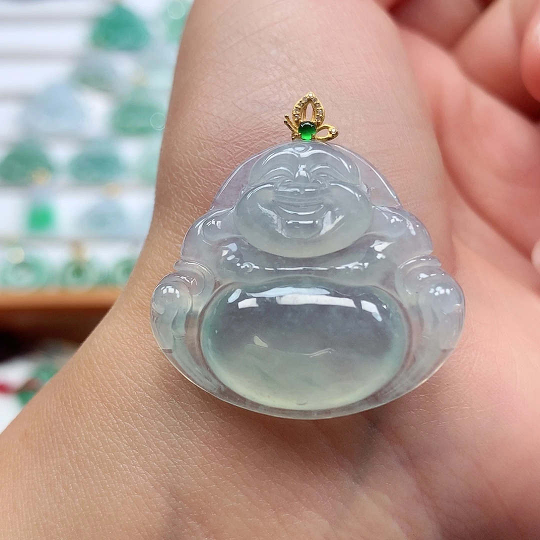 翡翠18K金镶嵌吊坠(赠链)28-30.8-5.8