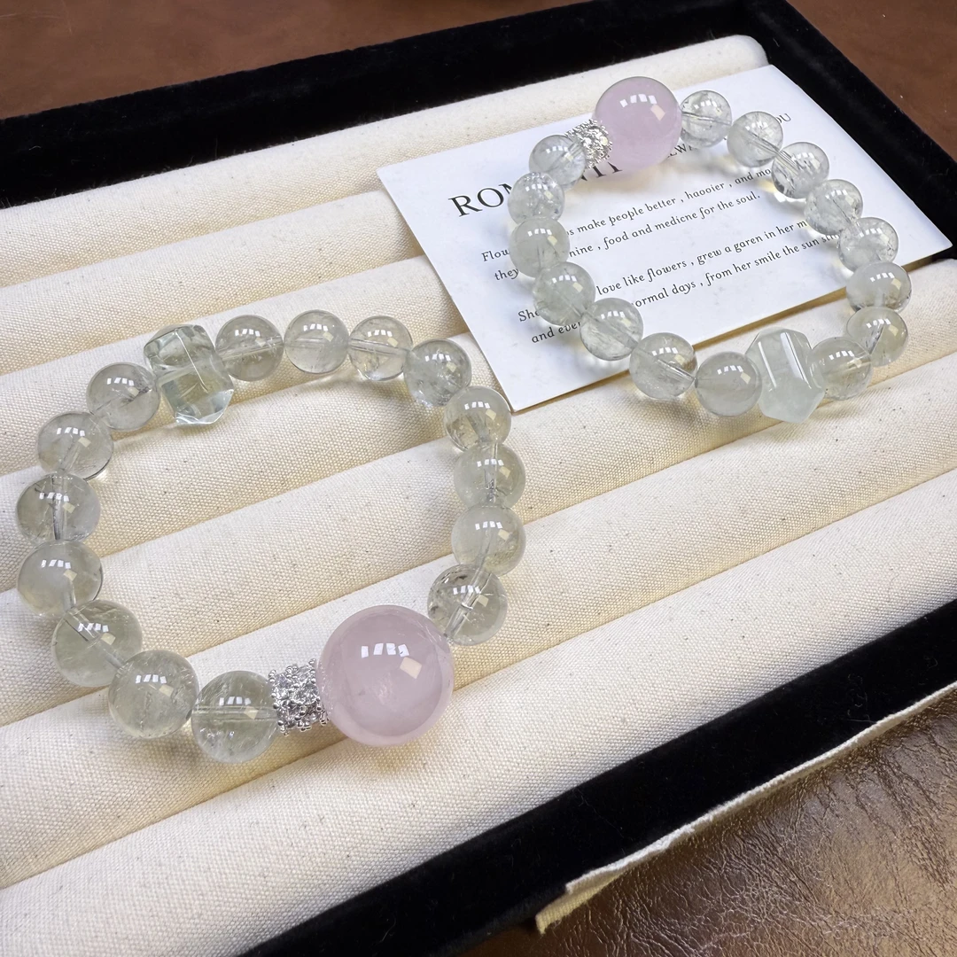 【薄荷曼波2.0】天然绿阿赛➕粉水晶顶珠手串11mm+多样性发一Y152