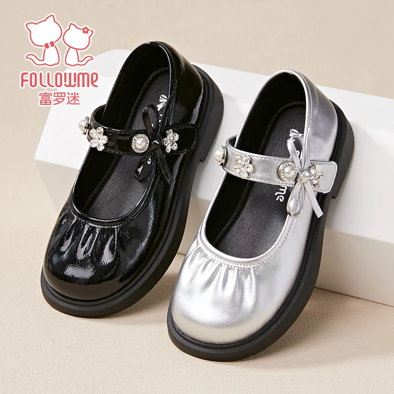 富罗迷女童公主皮鞋秋季儿童校园百搭舒适洋气公主风皮鞋5C9141