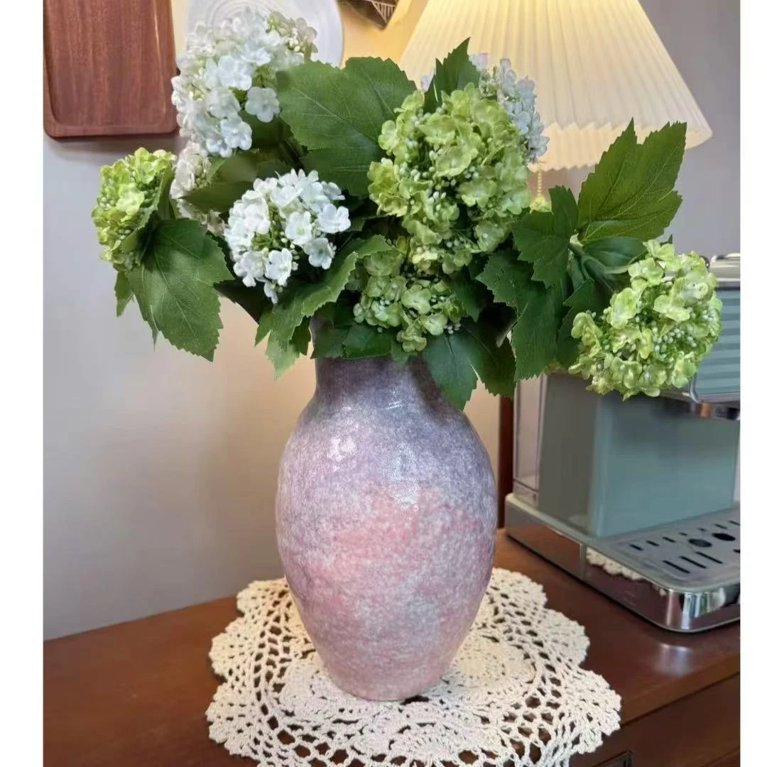 景德镇艺术感手作花瓶（粉紫保龄球高27 口10）