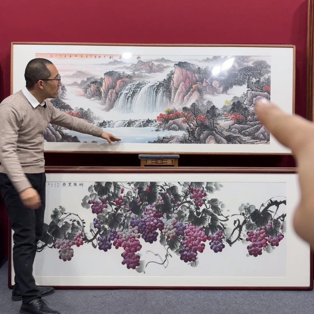 国画手绘作品带框