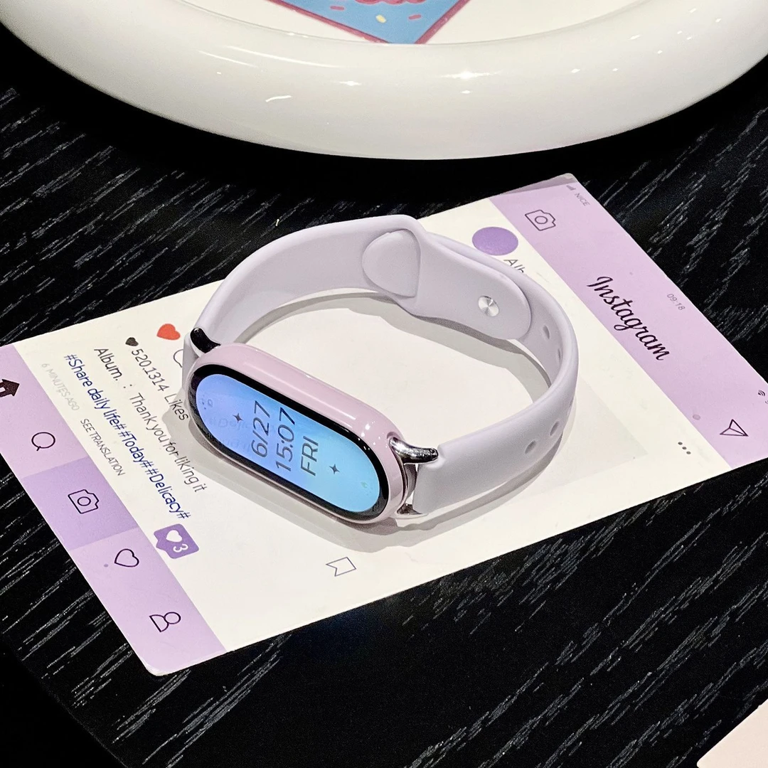 【流光紫】适用小米手环10表带9/8NFC夏日多巴胺反扣硅胶陶瓷款腕带