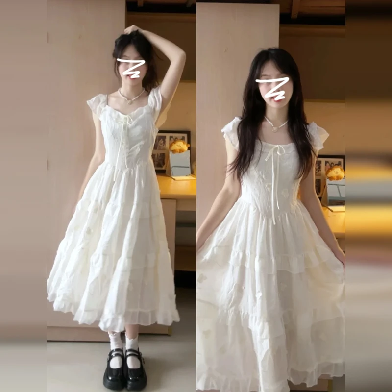 4283初恋短袖温柔风连衣裙子女夏2024年新款超仙小个子气质公主裙