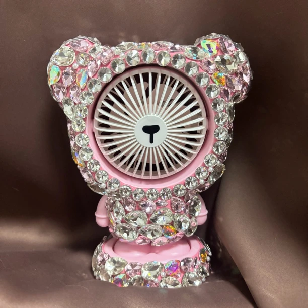 M  3600    迷你充电桌面便携镶钻风扇可爱创意卡通随身大风力