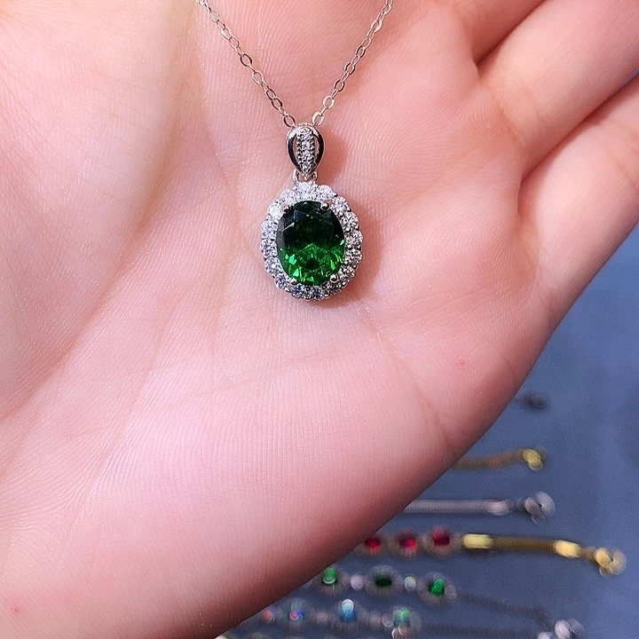 透辉石吊坠银S925镶嵌