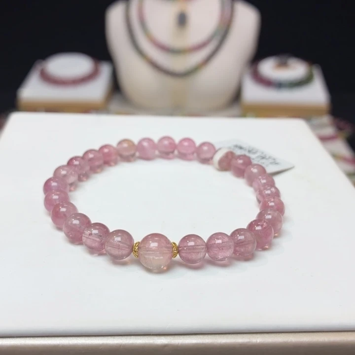 碧玺未镶嵌手链6.5mm±