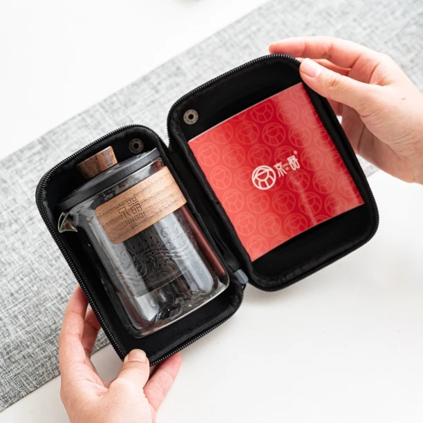 黑路宝快客云纹一壶三杯户外便携式高档家用旅行茶具