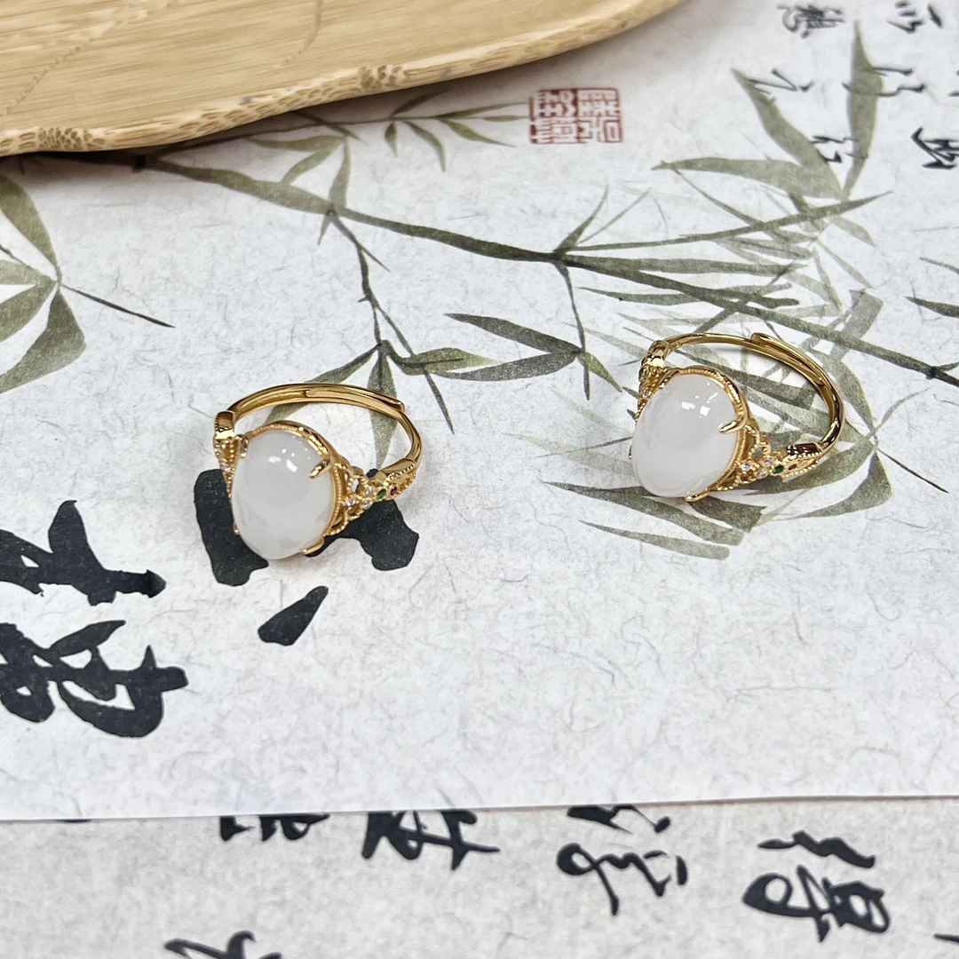 JY31-和田玉羊脂戒指 9*13*6 多样性发其一