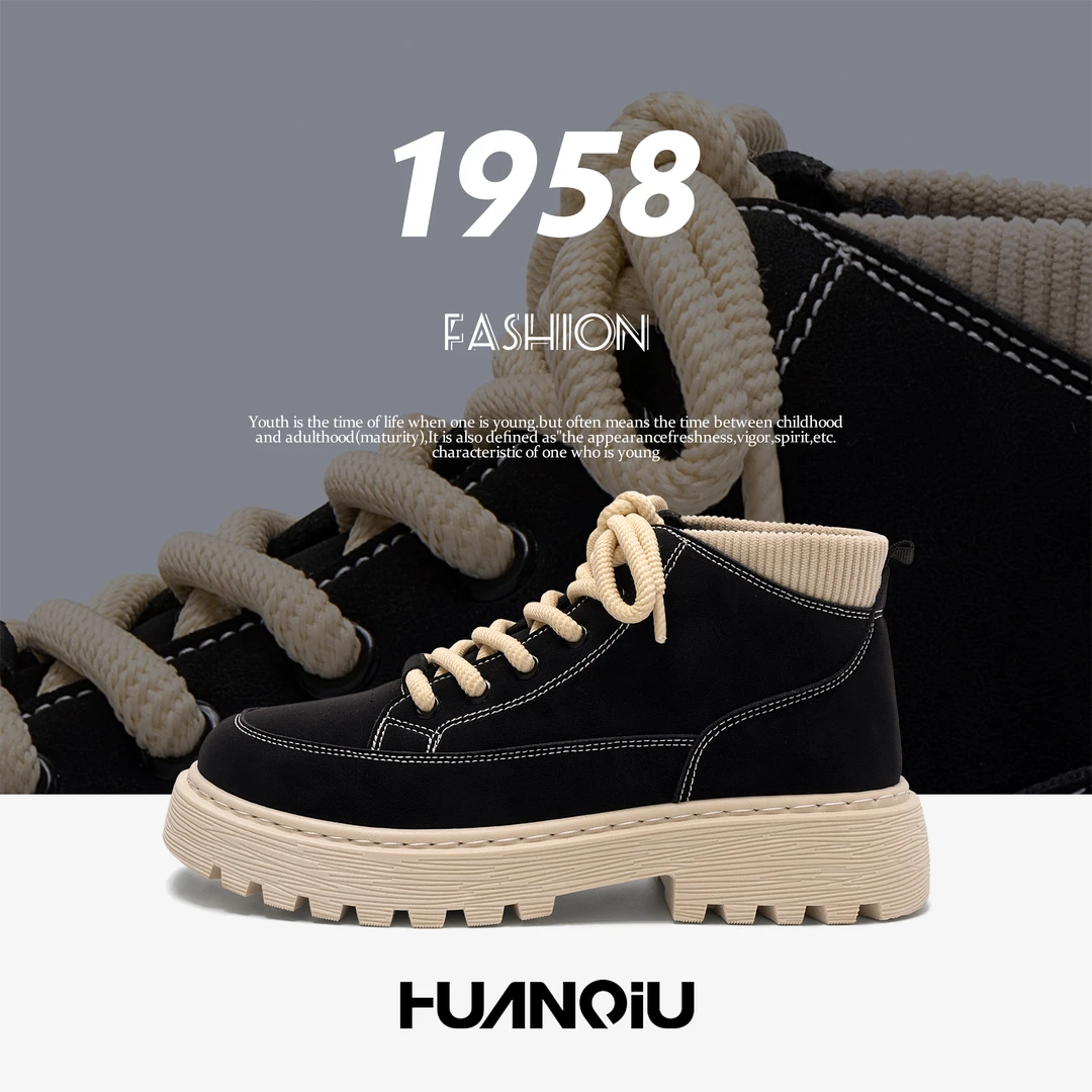 环球百搭厚底马丁靴男款2025秋季新款男鞋户外休闲工装鞋时尚潮鞋