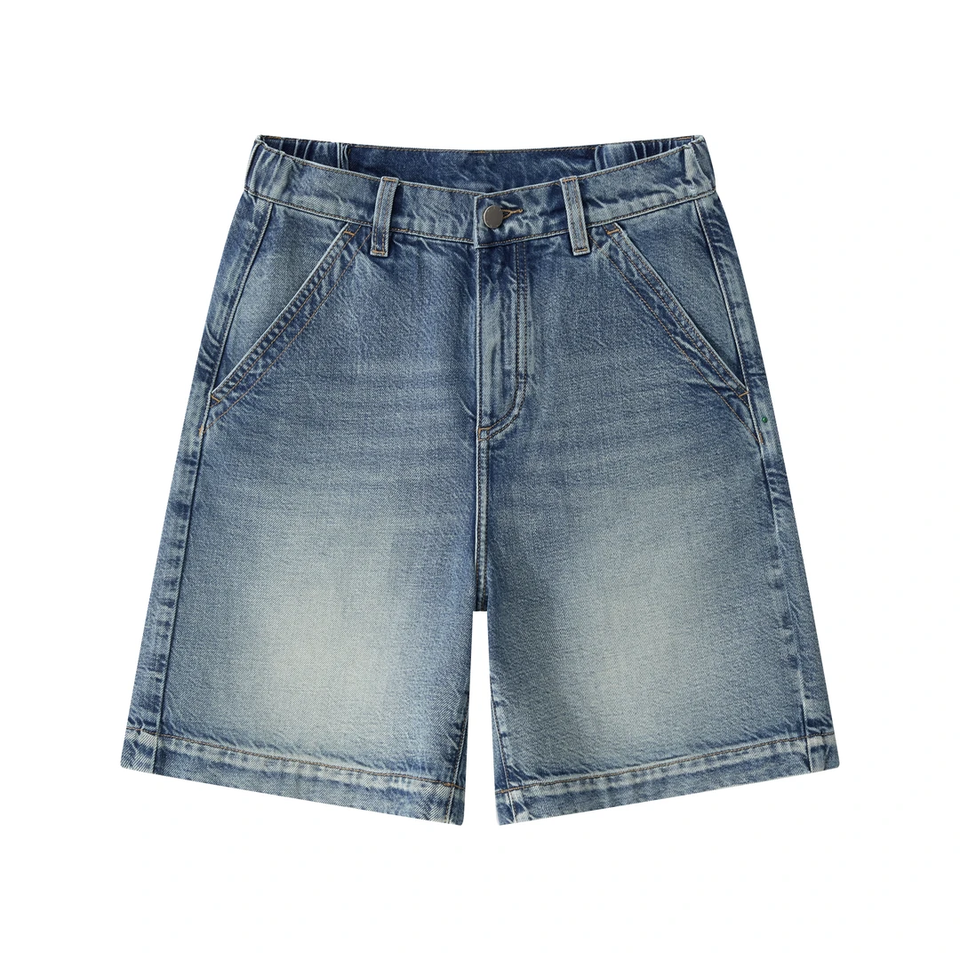 DS•TAM纯色常规款夏季做旧短裤日系直筒裤中腰青年无弹力J25113