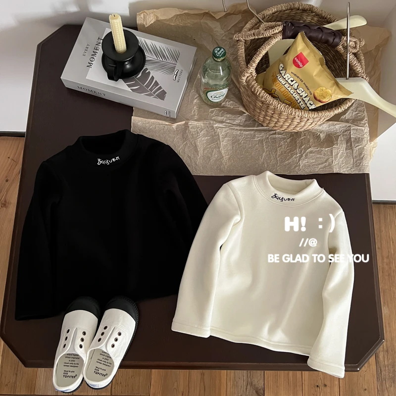 【现货】郝叔童品秋季新款2025男童时尚洋气半高领加绒打底衫HL5364